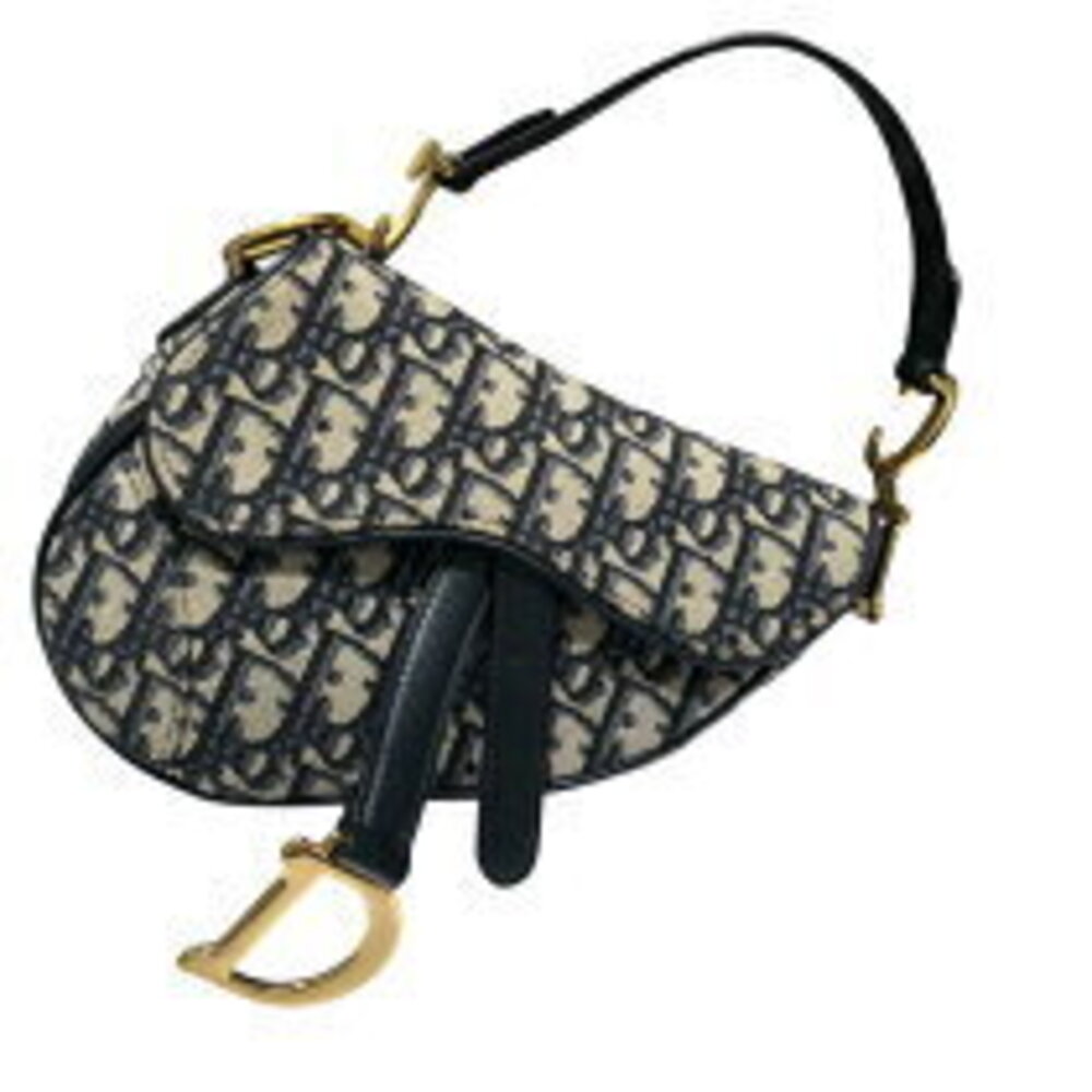 Dior Jacquard Navy Christian Blue Saddle Bag Handbag - Picture 2 of 9